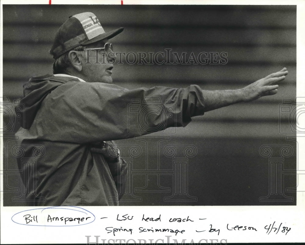 1984 Press Photo Bill Arnsparger, Louisiana Head Football Coach at Practice- Historic Images