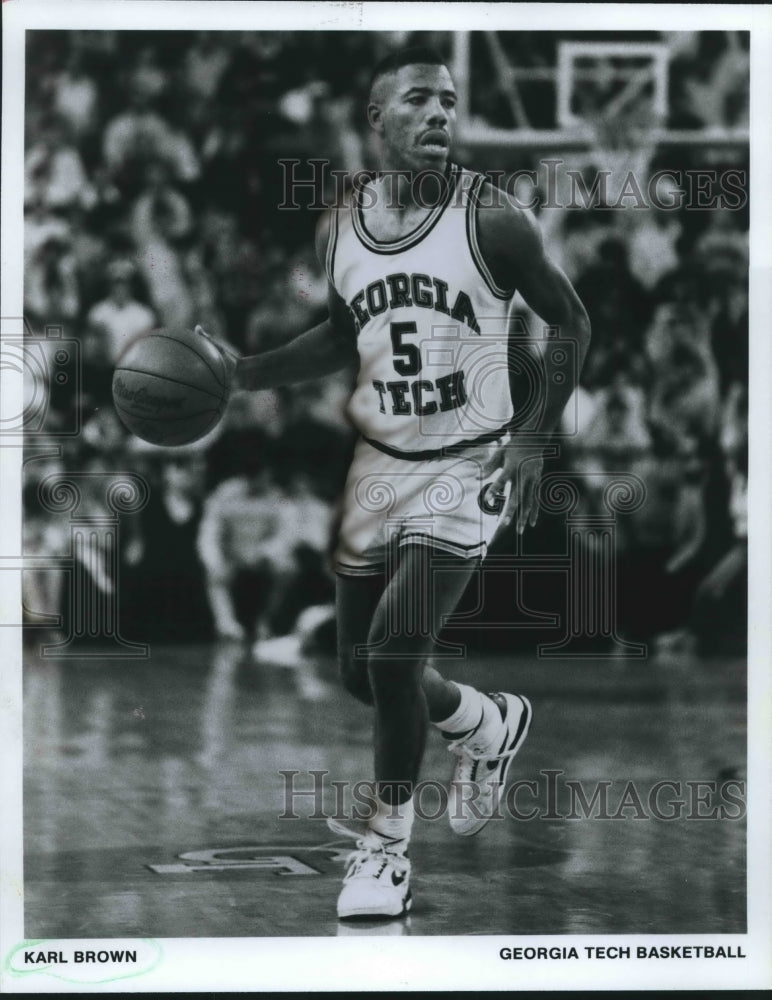 1990 Press Photo Georgia Tech Basketball Player Karl Brown - nos08448 - Historic Images
