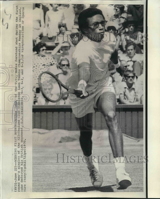 1970 Press Photo Tennis Player Arthur Ashe at Wimbledon Championship Game - Historic Images