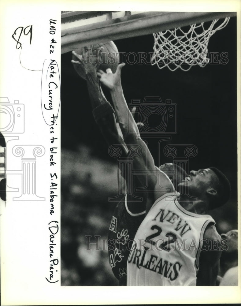 1988 Press Photo New Orleans Basketball Player Nate Curry, Others in Game - Historic Images