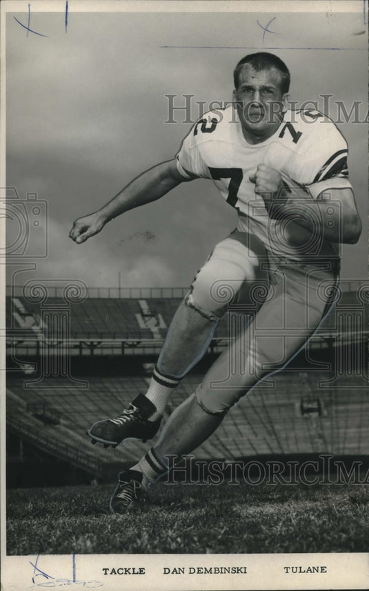 1965 Press Photo Tulane University Football Player Dan Dembinski, Tackle- Historic Images