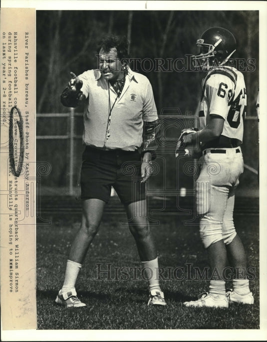 1983 Press Photo Steve Crovetto, Hahnville Football Coach with Quarterback - Historic Images