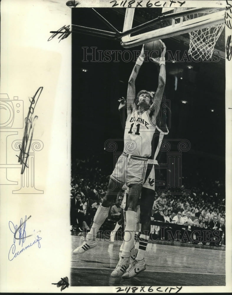 1977 Press Photo Jeff Cummings, Tulane University Basketball Player at Game- Historic Images