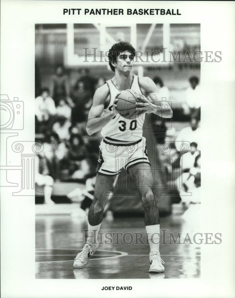 1986 Press Photo Joey David, Pitt Panther Basketball Player at Game - nos09192 - Historic Images