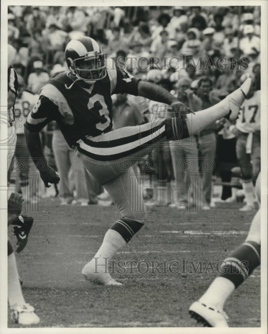 1980 Press Photo Frank Corrae, Football Kicker for the Los Angeles Rams - Historic Images