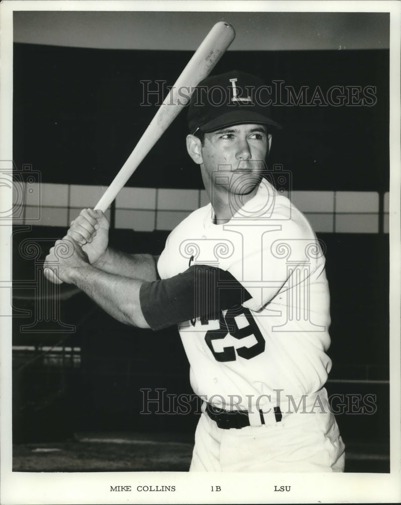 1968 Press Photo Mike Collins, Louisiana State University Baseball Player - Historic Images