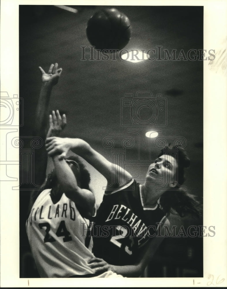 1987 Press Photo Dillard University Women&#39;s Basketball Player at Belhaven Game - Historic Images