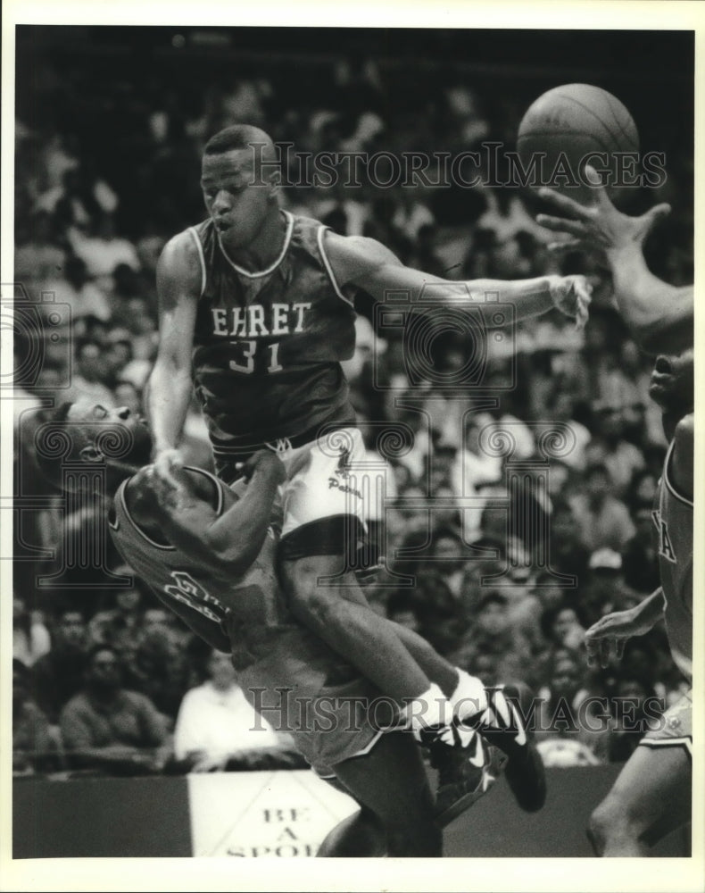 1993 Press Photo Miguel DeGruy, Ehret Basketball Player at New Iberia Game - Historic Images