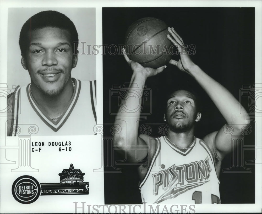 1979 Press Photo Detroit Pistons Basketball Player Leon Douglas, Center, Forward - Historic Images