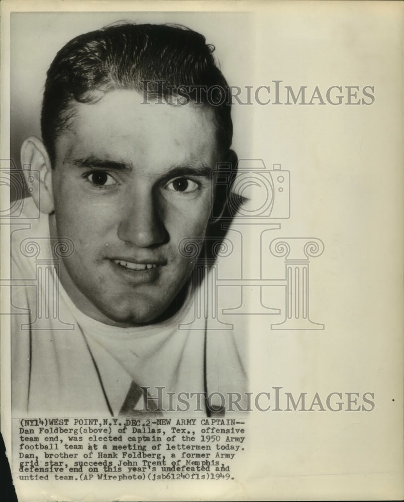 1949 Press Photo Dan Foldberg, Army Football Team Captain - nos10144 - Historic Images