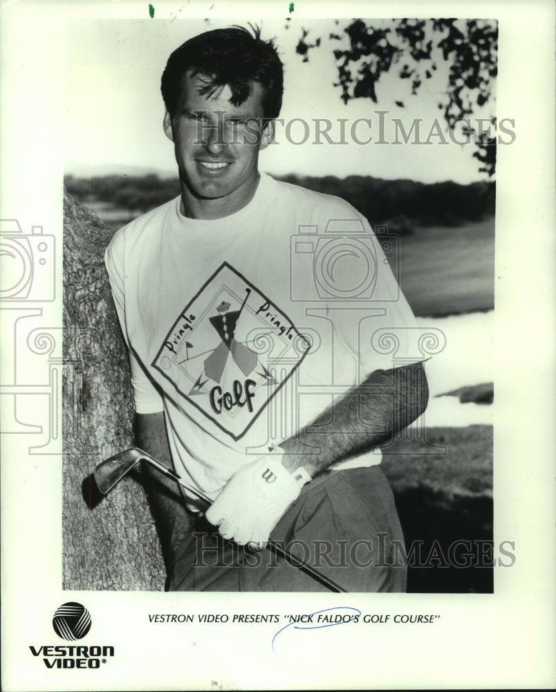 1989 Golfer Nick Faldo in Vestron Video&#39;s &quot;Nick Faldo&#39;s Golf Course&quot; - Historic Images