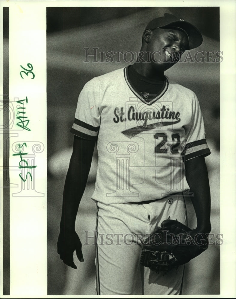 1986 Press Photo David Crawford, Saint Augustine Baseball Pitcher at Game - Historic Images