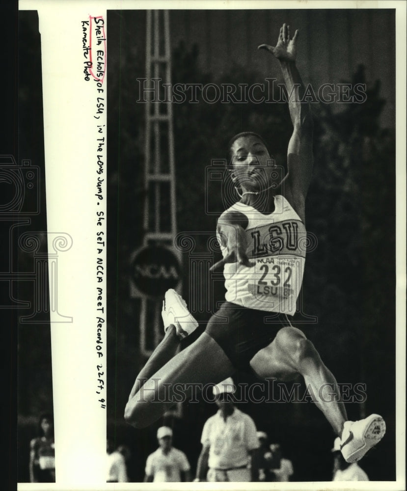 1987 Press Photo Sheila Echols, Louisiana State University Track Long Jumper - Historic Images