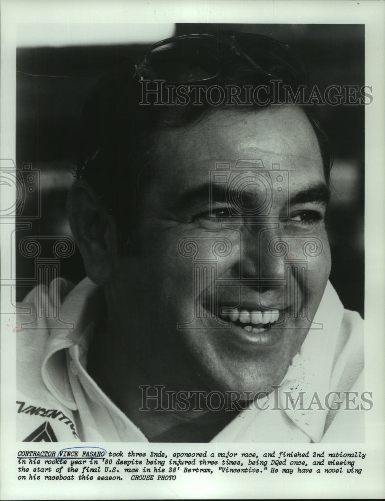 1981 Contractor Vince Fasano, Boat Racer and Sponsor - Historic Images