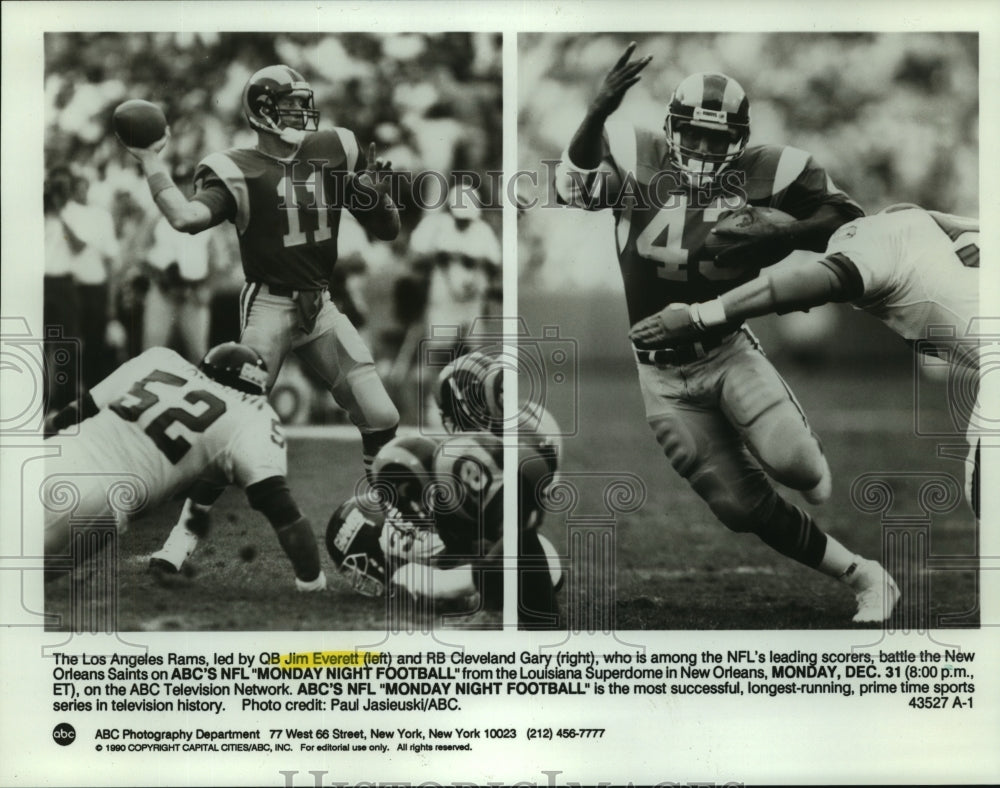 1990 Press Photo Jim Everett, Los Angeles Rams Football Quarterback at Game- Historic Images