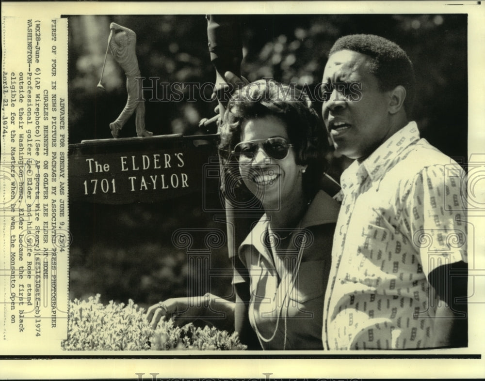 1974 Press Photo Golfer Lee Elder and Wife Rose at Washington Home - nos10937 - Historic Images