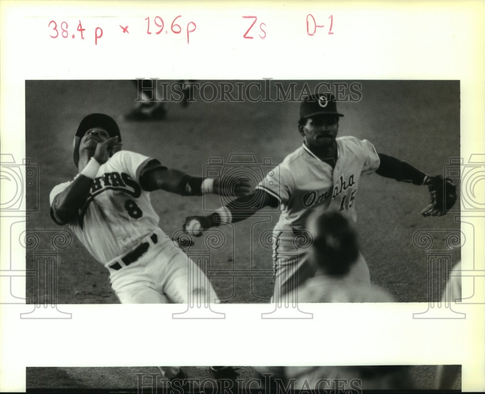 1993 Press Photo John Finn, Zephyrs Baseball Player at Omaha Game - nos11034 - Historic Images