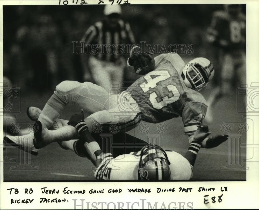 1981 Press Photo Jerry Eckwood, Tampa Bay Football Player at Saints Game - Historic Images