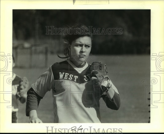1990 Press Photo Dawn Dufrene, West Jefferson Softball Player - nos11324 - Historic Images