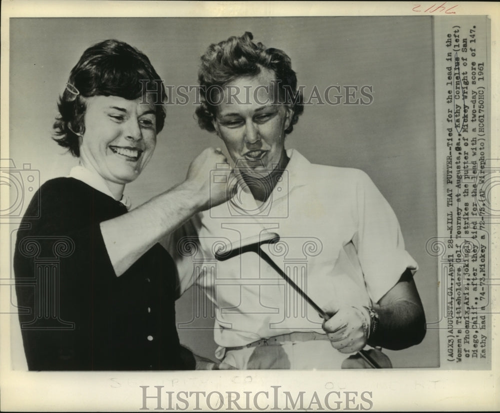 1961 Golfers Kathy Cornelius and Mickey Wright at Augusta Tournament - Historic Images