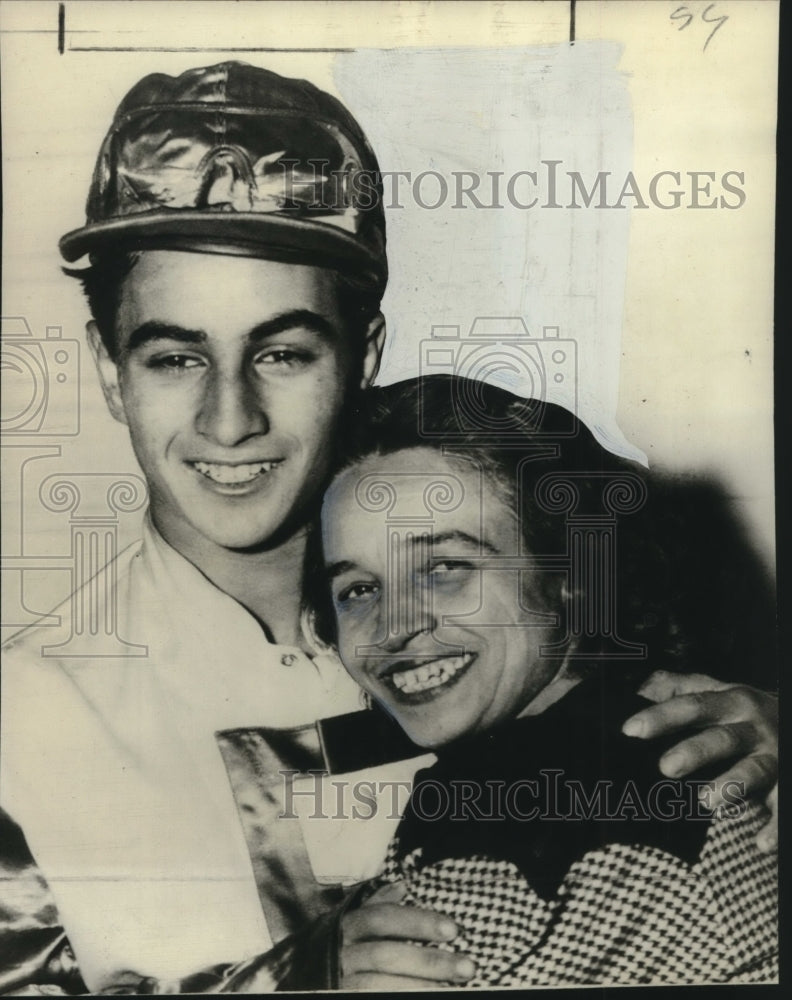 1952 Jockey Anthony Despirito and his mother. - Historic Images