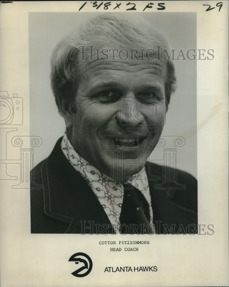 1975 Basketball - Cotton Fitzsimmons. head coach of Atlanta Hawks - Historic Images