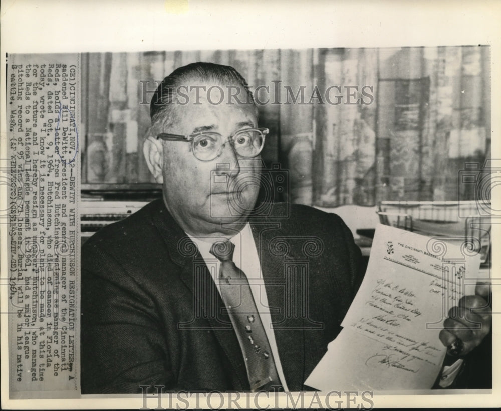 1964 Cincinnati Reds baseball general manager Bill DeWitt - Historic Images
