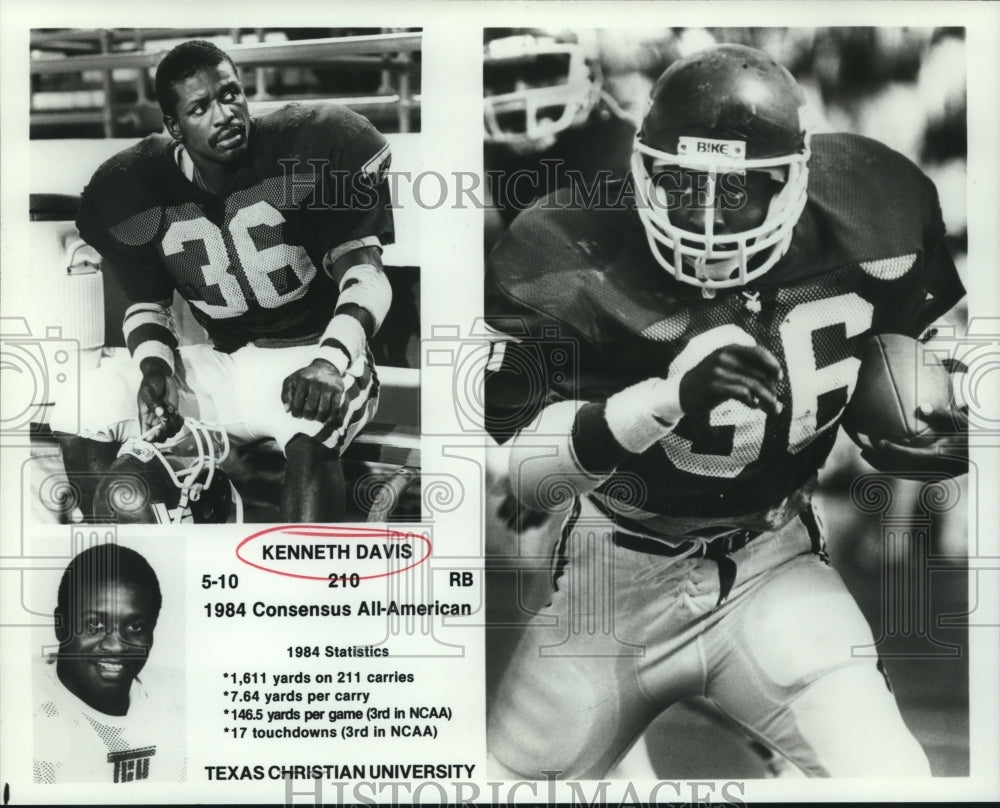 1985 Press Photo Texas Christian college football player Kenneth Davis- Historic Images