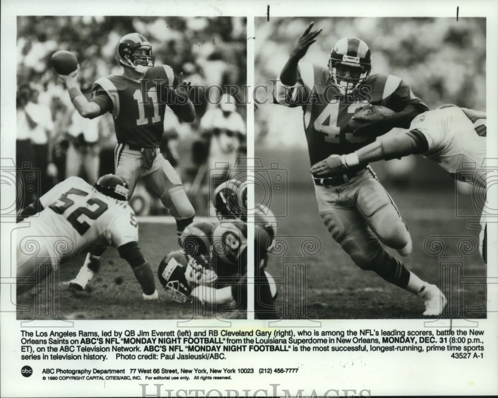 1991 Press Photo Action in football game between Los Angeles Rams, NOLA Saints - Historic Images