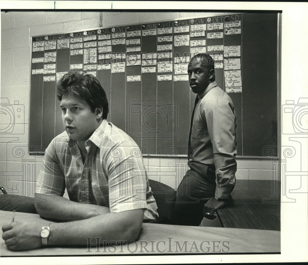 1986 Press Photo Jim Dombrowski, Dalton Hilliard, New Orleans Saints football - Historic Images