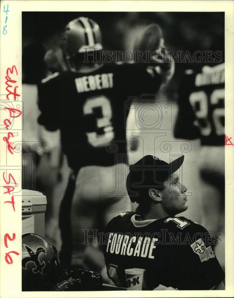 1987 Press Photo New Orleans Saints football QBs John Fourcade, Bobby Hebert- Historic Images