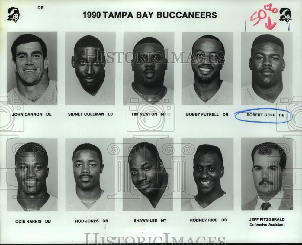 1990 Press Photo Tampa Bay Buccaneers football mug shots - nos13888- Historic Images