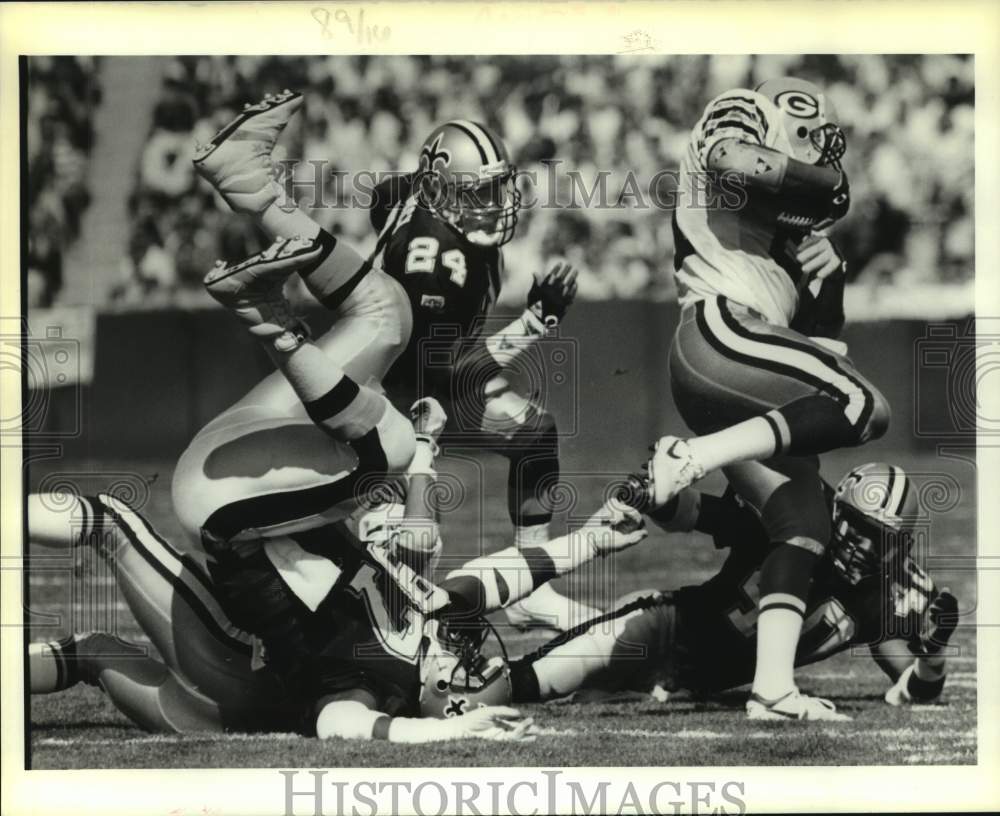 1989 Press Photo Green Bay Packers football player Brent Fullwood vs. Saints - Historic Images