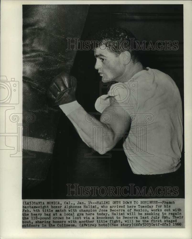 1960 Press Photo French bantamweight boxer Alphonse Halimi - nos14495 - Historic Images