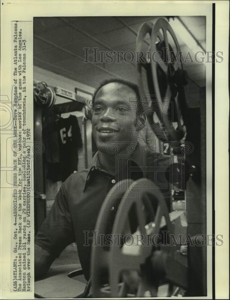 1972 Press Photo Atlanta Falcons football player Dave Hampton - nos14536 - Historic Images