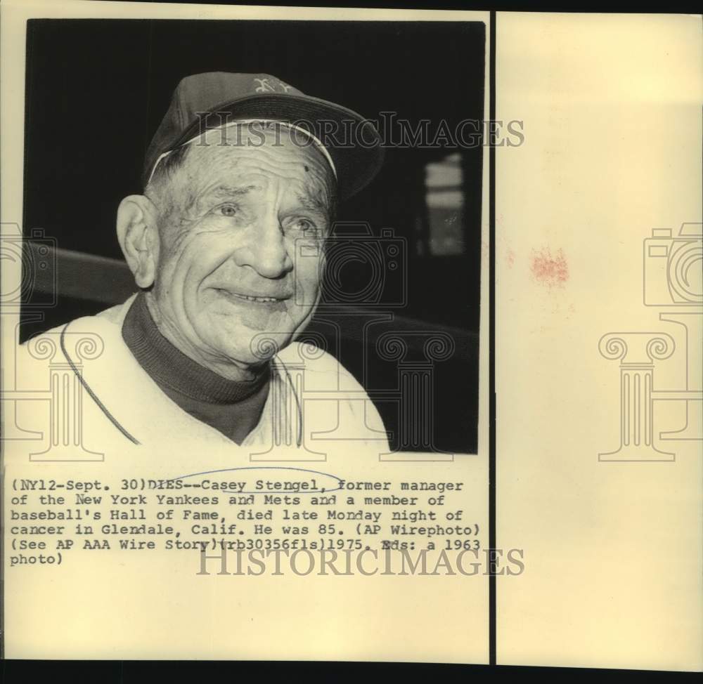 1963 Press Photo Former Manager of New York Mets Casey Stengel - nos15657 - Historic Images