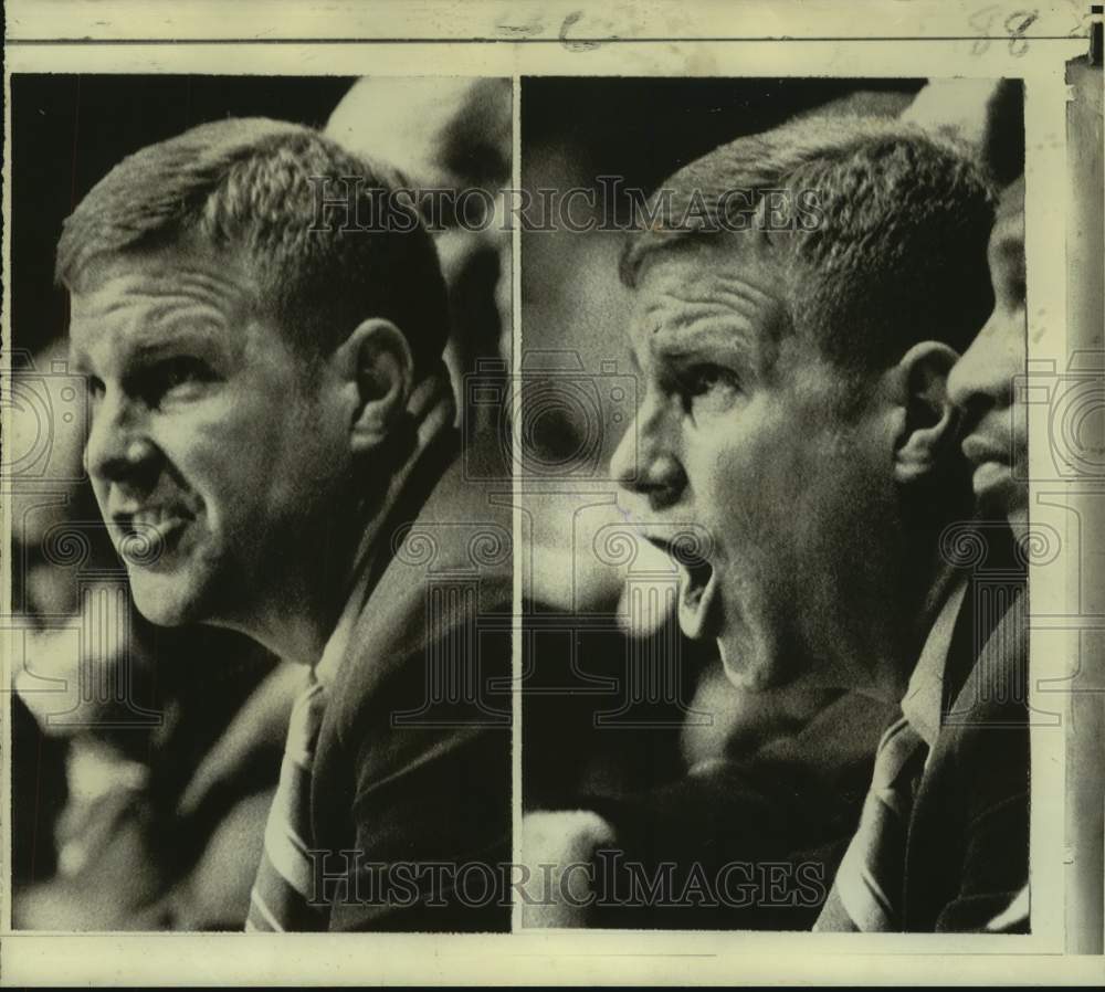 1970 Press Photo Basketball Coach Dick Hart of Univ. Pennsylvania Directs Team - Historic Images
