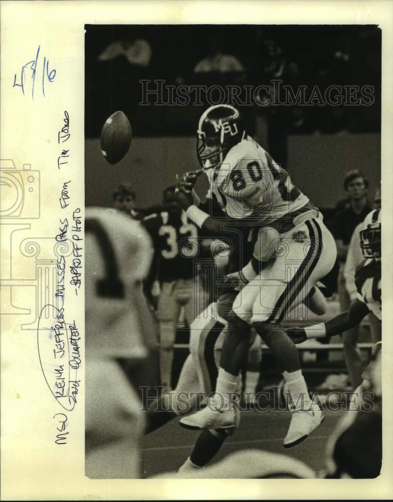 1986 Press Photo Mississippi State football player Keith Jeffries - nos16118 - Historic Images