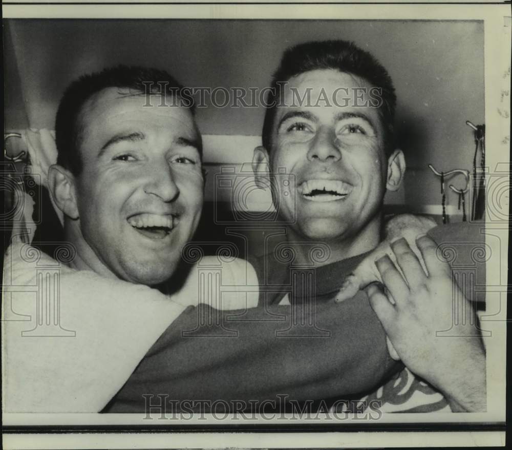 1967 Press Photo Los Angeles Dodgers baseball players Ron Hunt, Claude Osteen - Historic Images