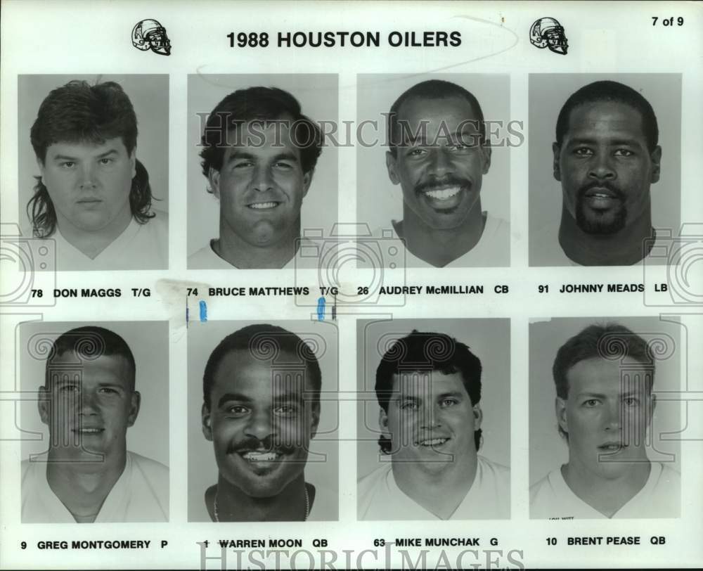 1988 Press Photo Houston Oilers football mug shots - nos17026- Historic Images