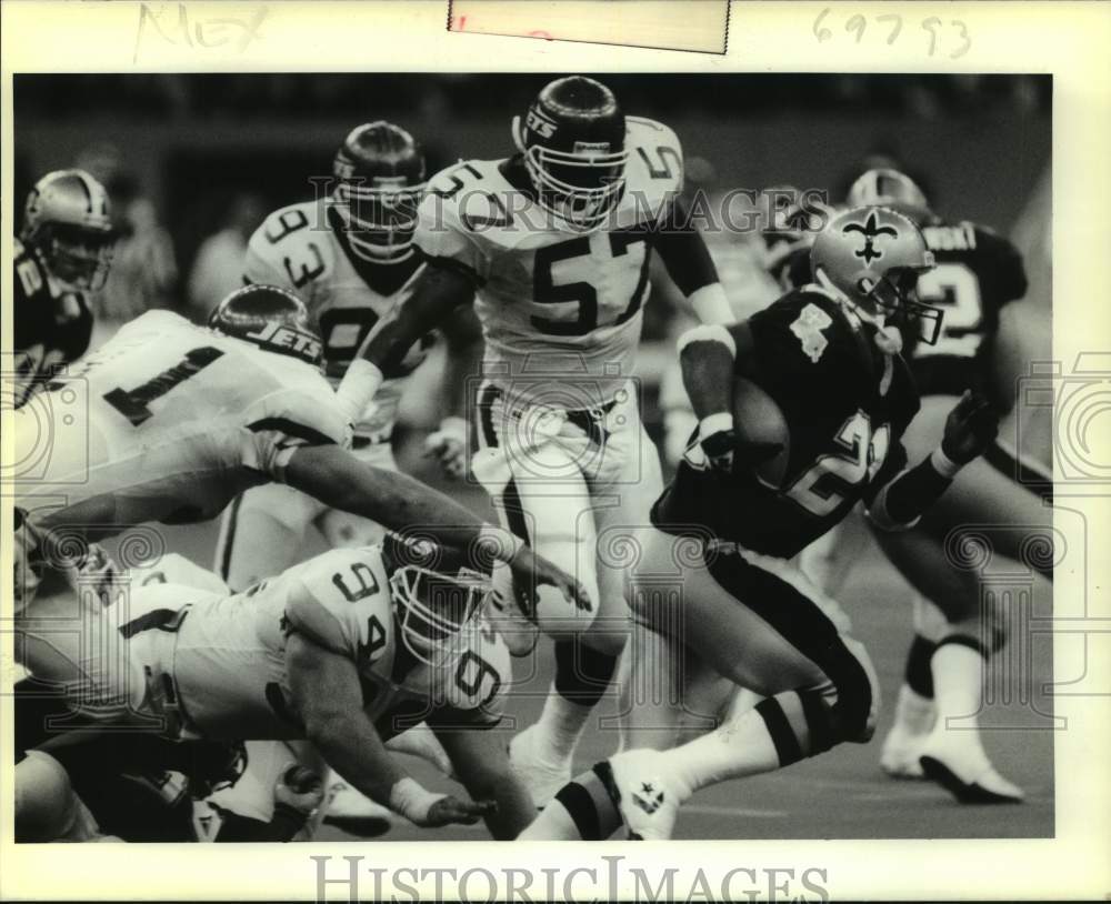 1986 Press Photo New Orleans Saints football player Dalton Hilliard vs. Jets- Historic Images