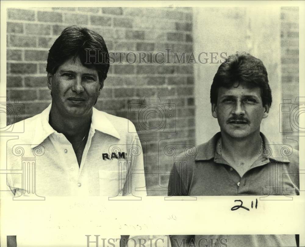 1984 Press Photo Redeemer football coach Eddie Jacquillard, Maurice Gernhauser- Historic Images