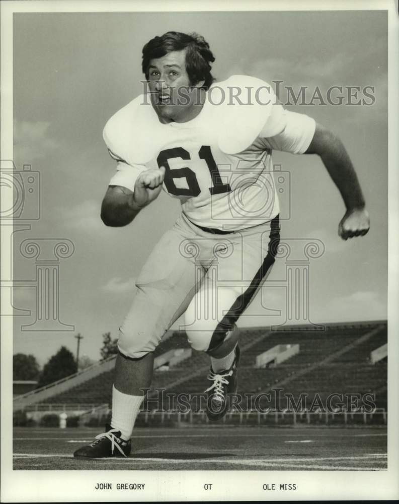 1973 Press Photo Ole Miss college football player John Gregory - nos17841 - Historic Images