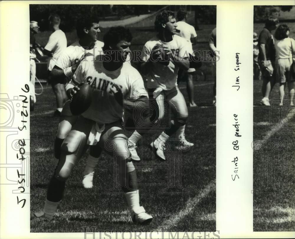 1993 Press Photo New Orleans Saints Quarterback Practice with Bobby Hebert- Historic Images