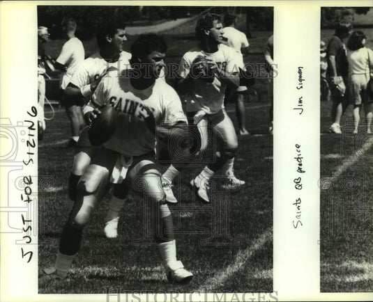 1993 Press Photo New Orleans Saints Quarterback Practice with Bobby Hebert- Historic Images