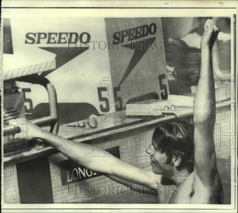 1973 Press Photo Swimming - John Hencken Sets Record in World Aquatic Meet- Historic Images