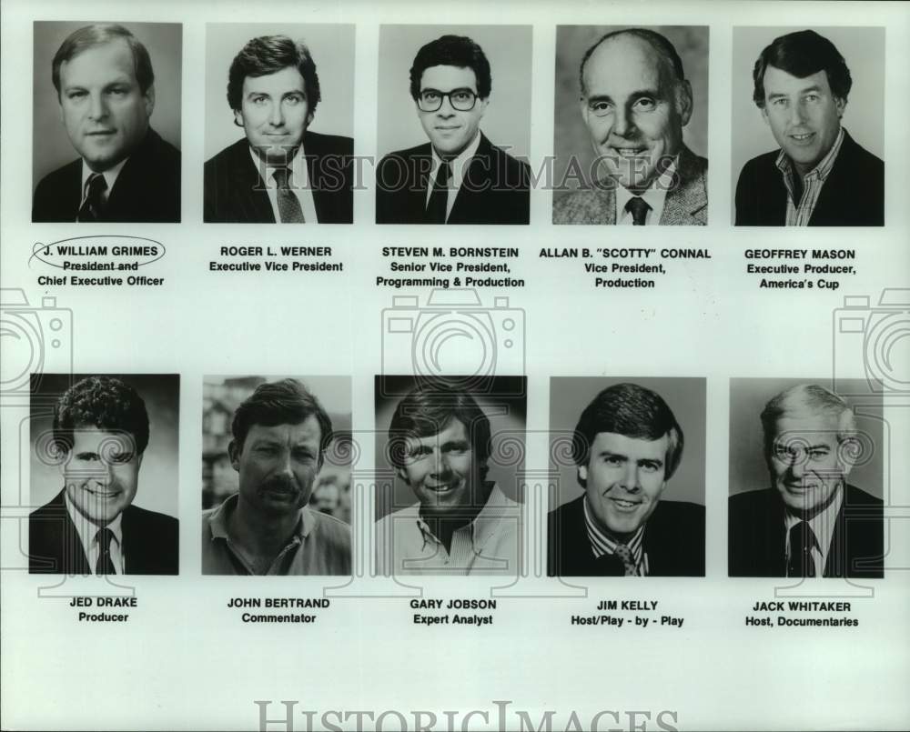 1986 Press Photo ESPN Officials, Producers, Hosts &amp; Commentators - nos18474- Historic Images