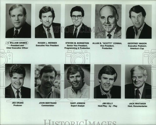 1986 Press Photo ESPN Officials, Producers, Hosts & Commentators - nos18474- Historic Images