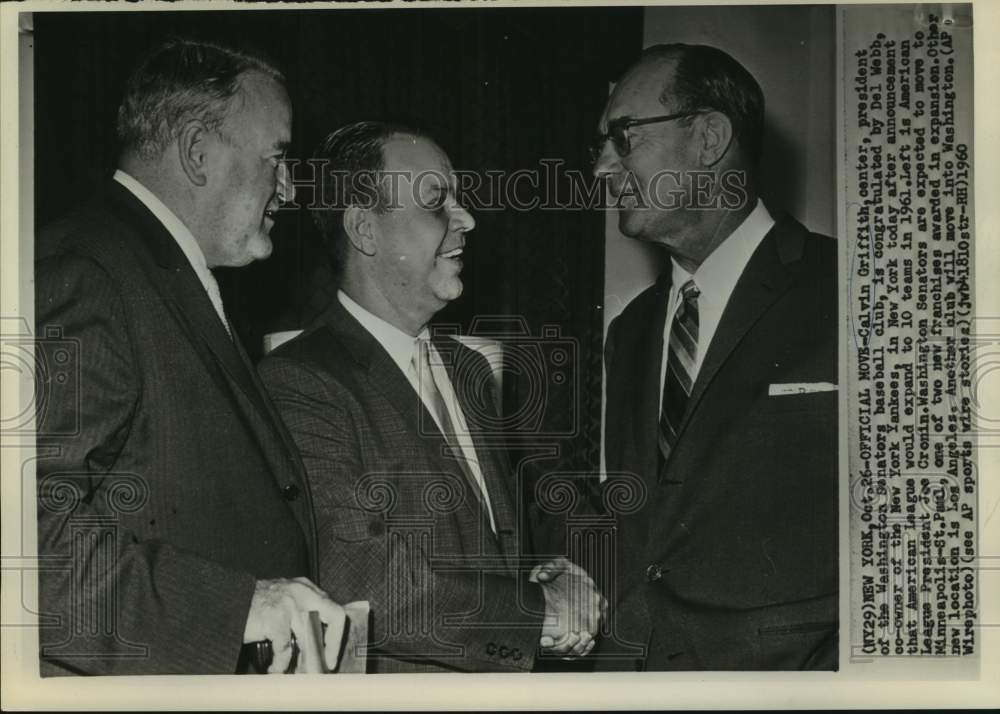 1960 Press Photo Baseball executives after AL expansion announcement in New York- Historic Images