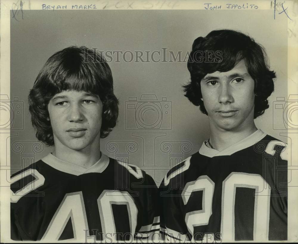 1974 Press Photo Football - Bryan Marks &amp; John Ippolito of Kenner Leprechauns- Historic Images